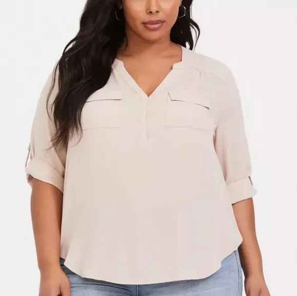 Torrid Harper Georgette 3/4 Sleeve Blouse Size 5 - Picture 1 of 7